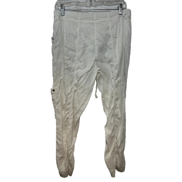 Eileen Fisher White Organic Linen Crop Cargo Utility Pants Womens Sz 8 Gorpcore‎ - Picture 4 of 9